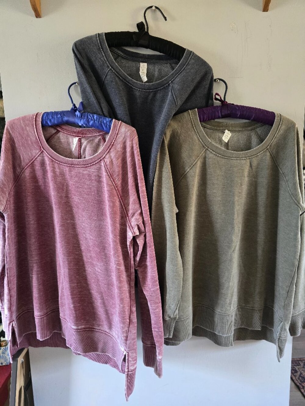 Lot of Three Balance Collection Light Sweatshirt Style Raglan Tunics Size L
